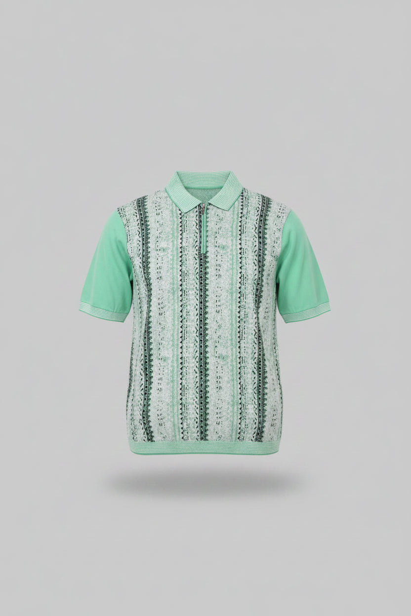 Mint Striped Knit Polo