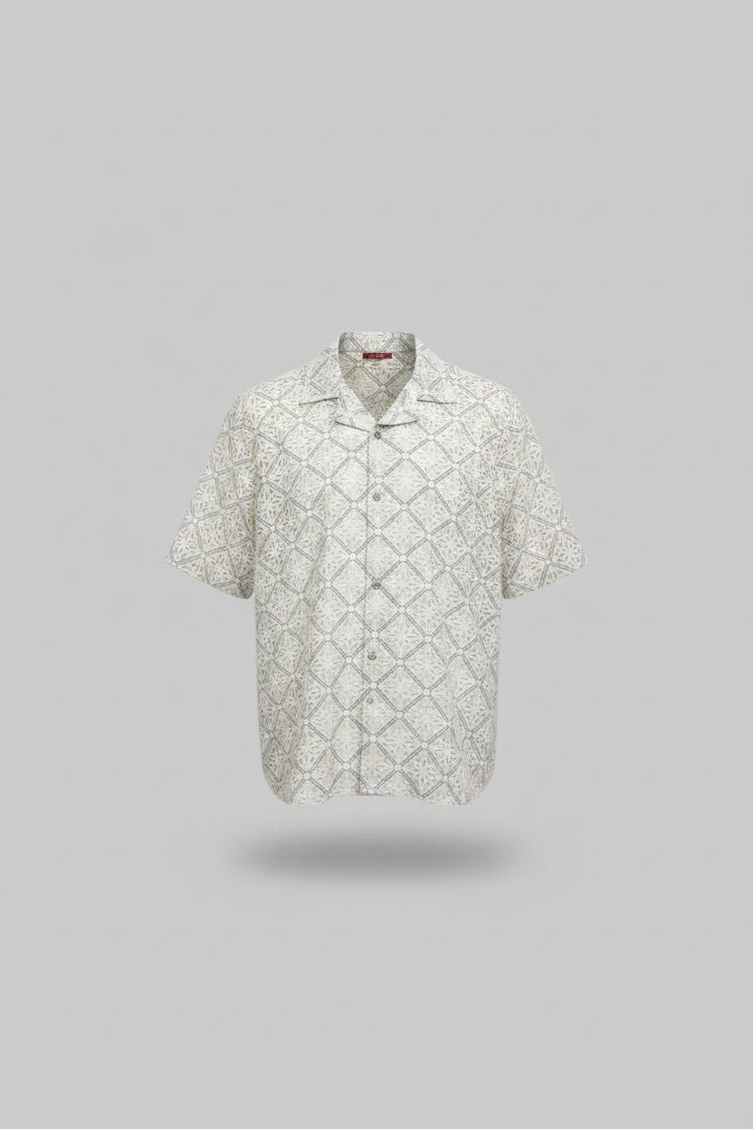 Stacy Adam’s Cream Jacquard Knit Shirt & Shorts Set