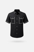 Black Contrast-Stitch Workwear Two-Piece Set