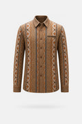 Brown Long-Sleeve Print Shirt