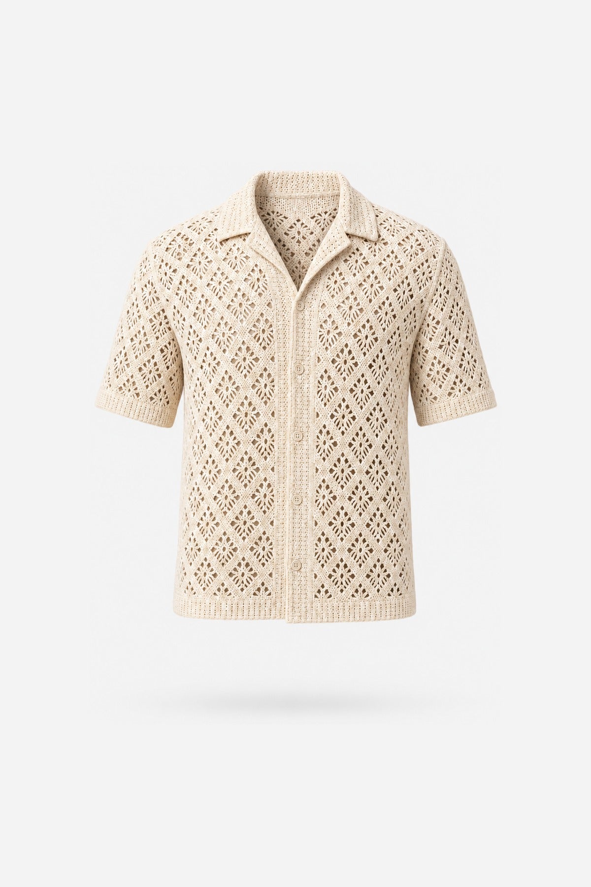 Cream Crochet-Knit Shirt