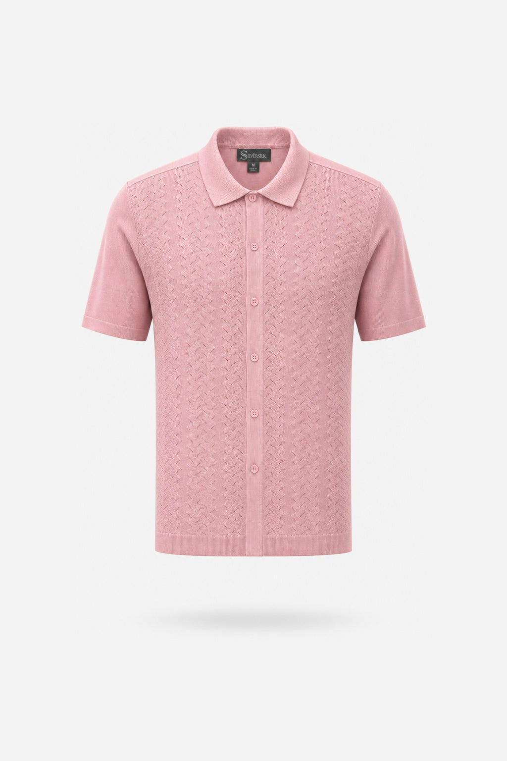 Dusty Pink Textured Knit Polo