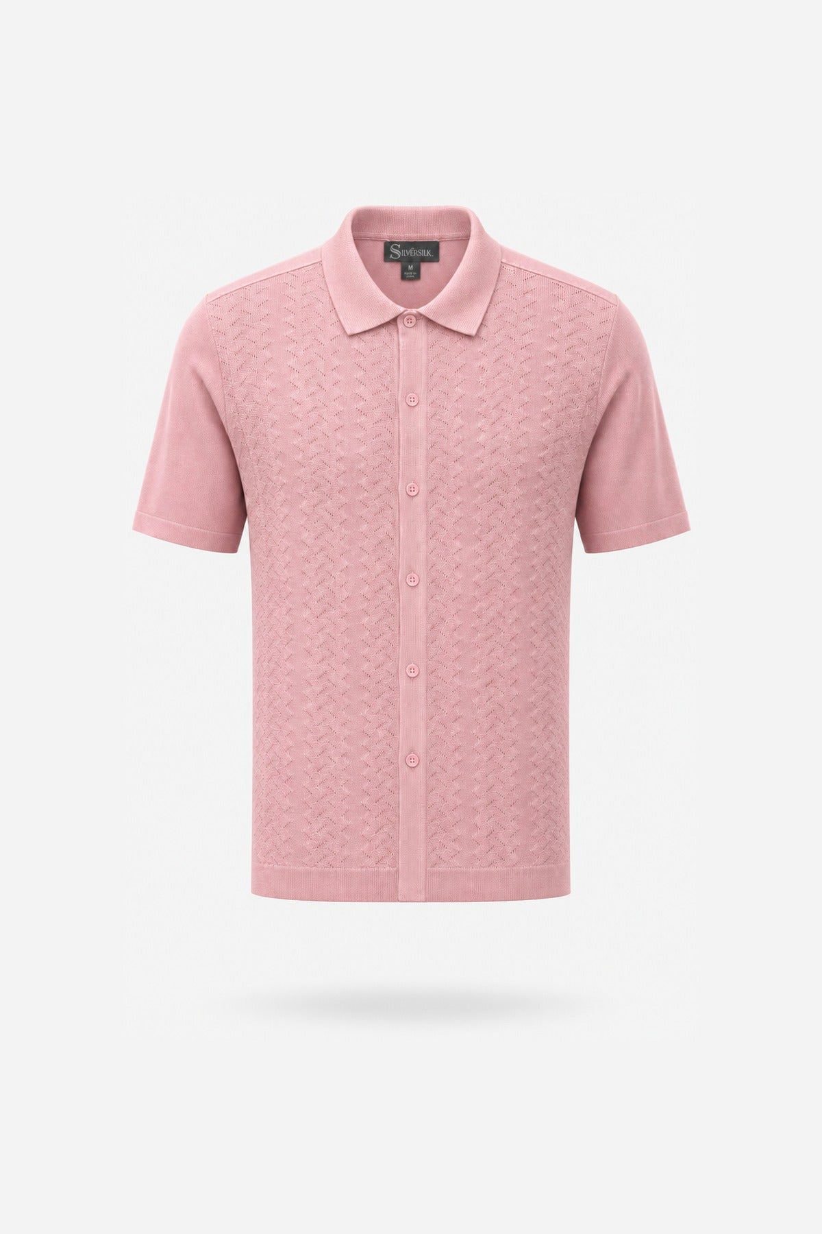 Dusty Pink Textured Knit Polo