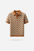 Orange Chevron Knit Polo
