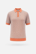 Orange Geometric Knit Polo