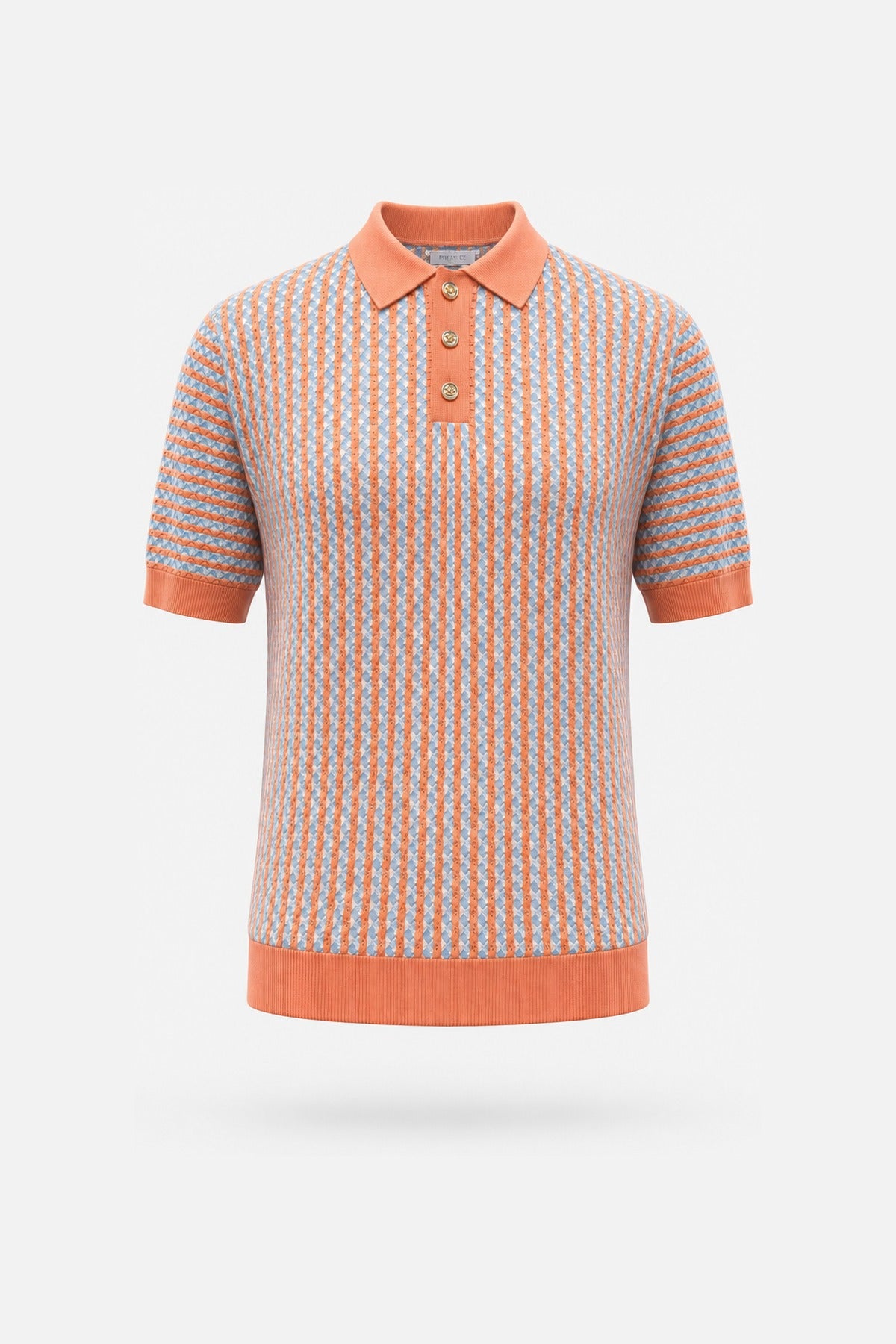 Orange Geometric Knit Polo
