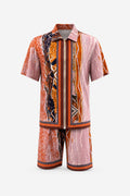 Orange Paisley Print Shirt & Shorts Set