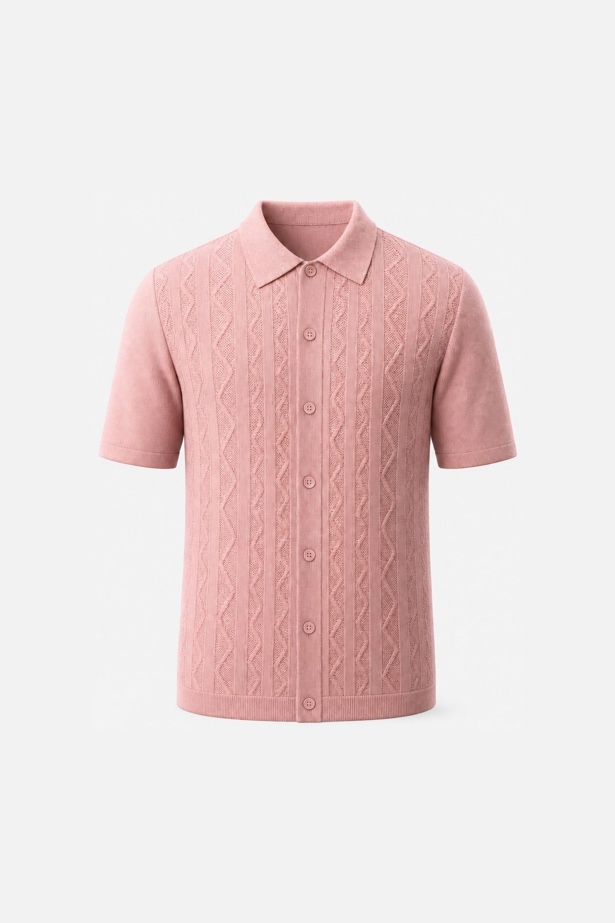 Pink Diamond-Knit Polo