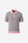 Prestige Rose & Navy Jacquard Knit Polo