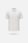White Cable-Knit Polo