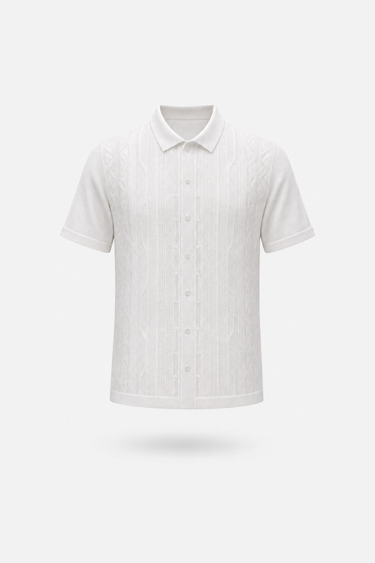 White Cable-Knit Polo