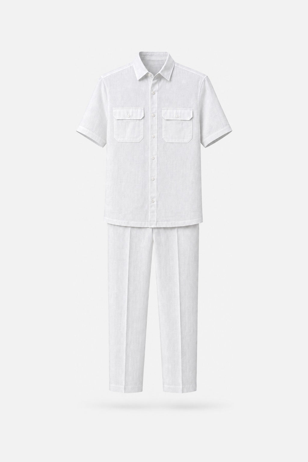 Prestige White Contrast-Stitch Workwear Two-Piece Set