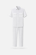 Prestige White Contrast-Stitch Workwear Two-Piece Set