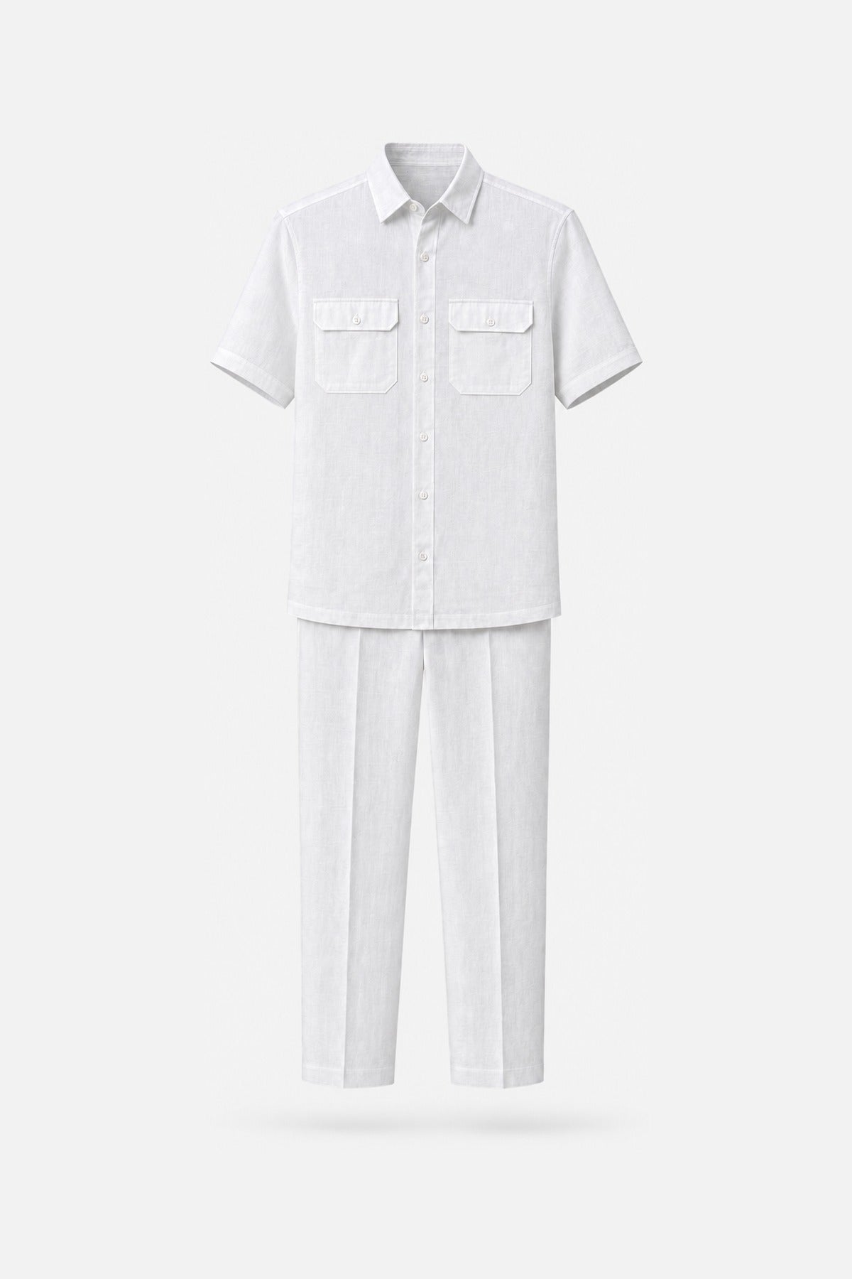 Prestige White Contrast-Stitch Workwear Two-Piece Set